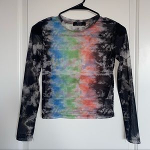 Muti-Colour Sheer Long Sleeve Top